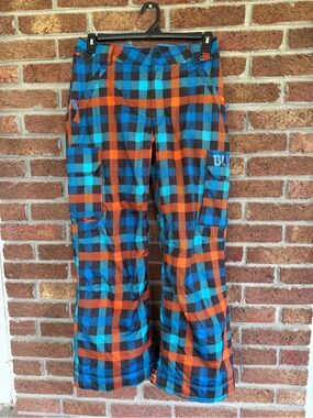 burton snow pants.  ski pants.  boys size xl.  orange. blue.